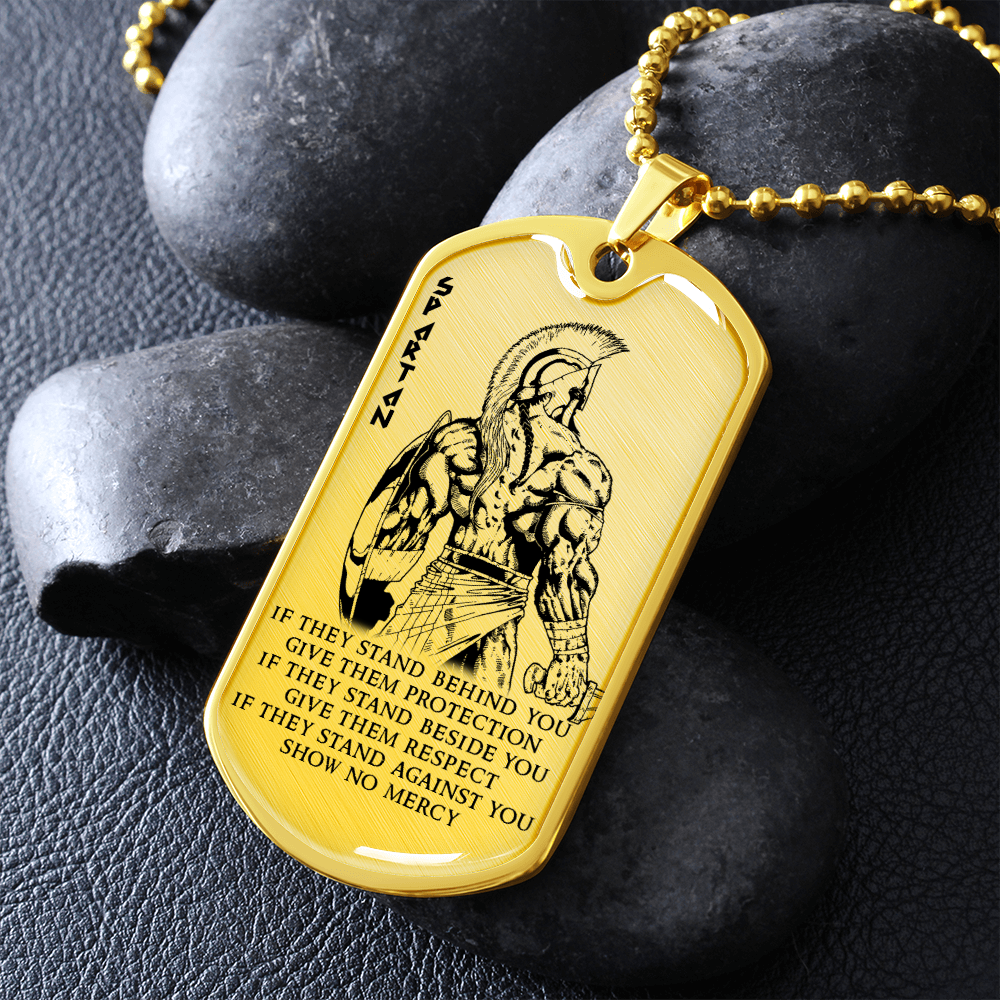 Warrior - Spartan - IF - Show No Mercy - Luxury Dog Tag - Military Ball Chain