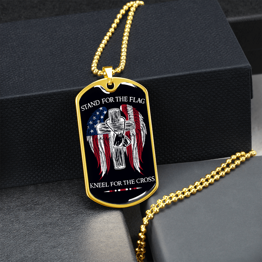 Soldier - Stand For The Flag US - Luxury Dog Tag - Military Ball Chain