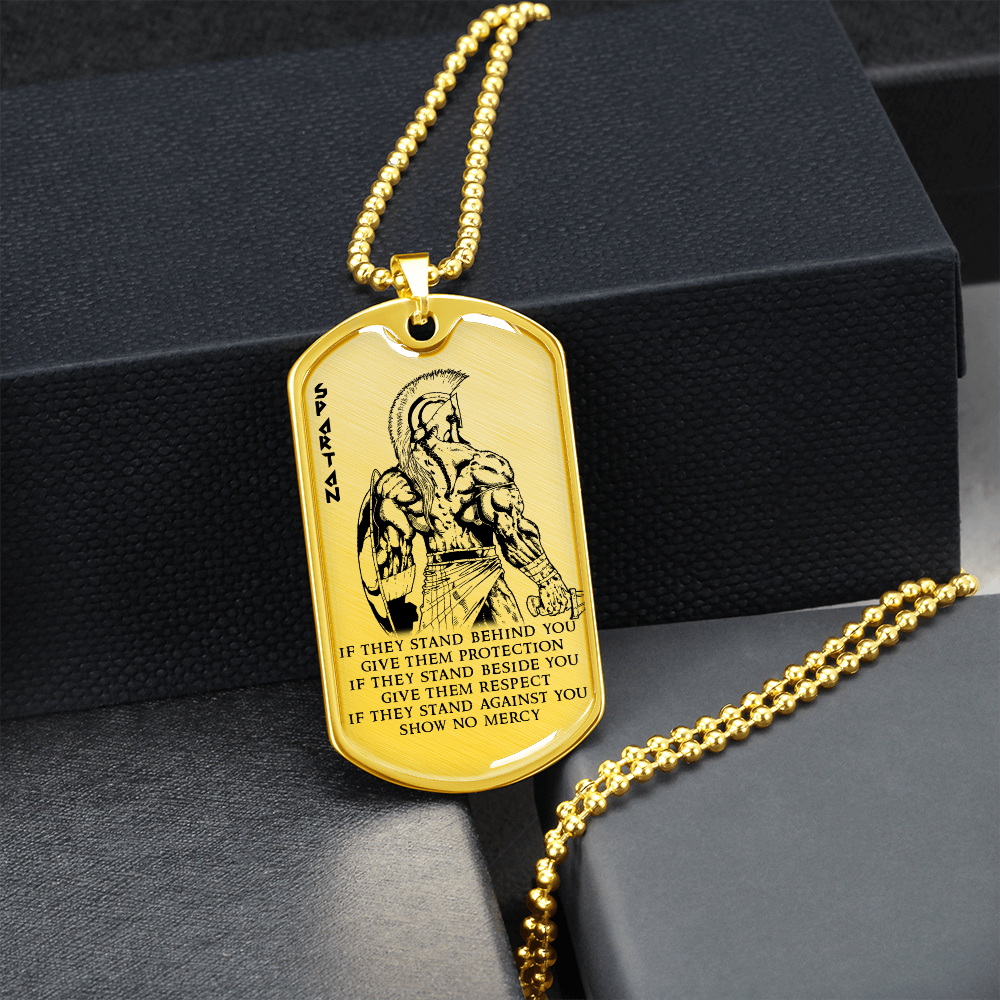Warrior - Spartan - IF - Show No Mercy - Luxury Dog Tag - Military Ball Chain