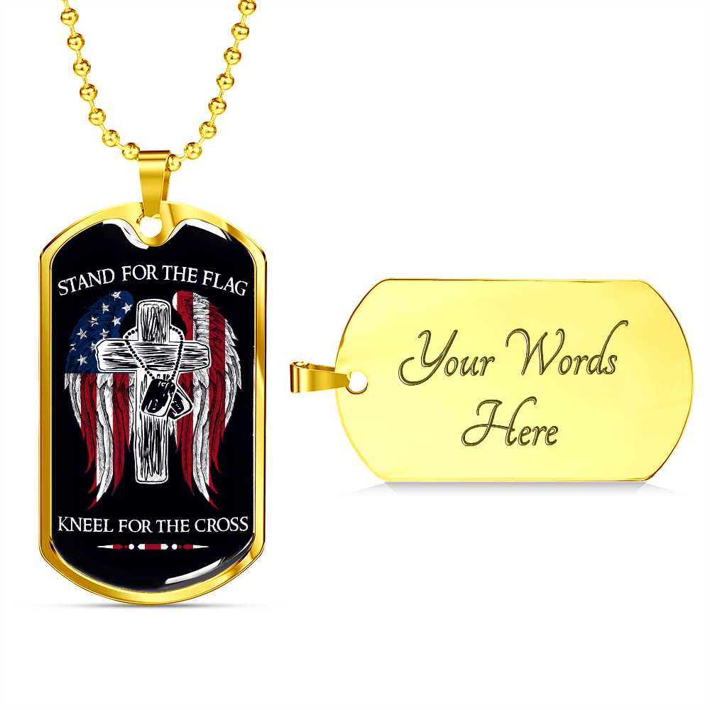 Soldier - Stand For The Flag US - Luxury Dog Tag - Military Ball Chain