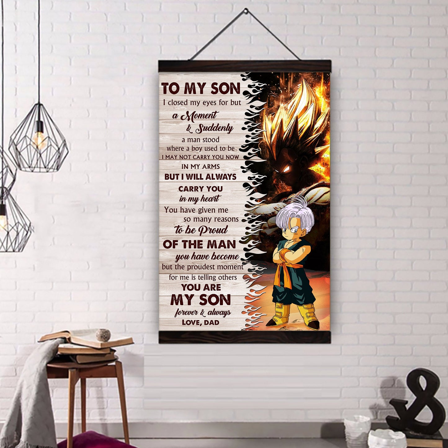 h1112 dr002 - to my son - goku -vegeta- english - horizontal poster - horizontal canvas - dragon ball canvas
