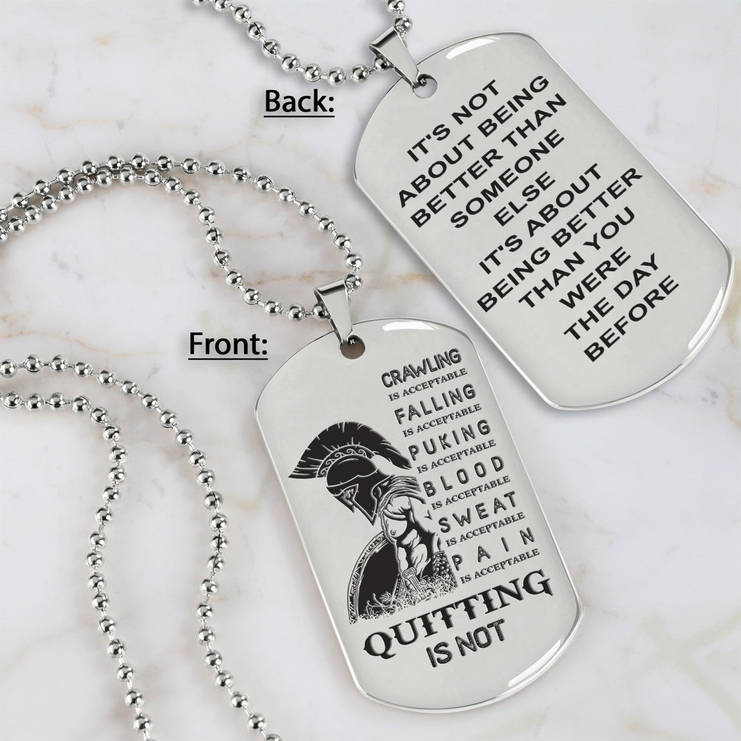 qt1 dog tag two side - quitting is not- dragon ball - goku vegeta- soldier - naruto - engraved dog necklace all style