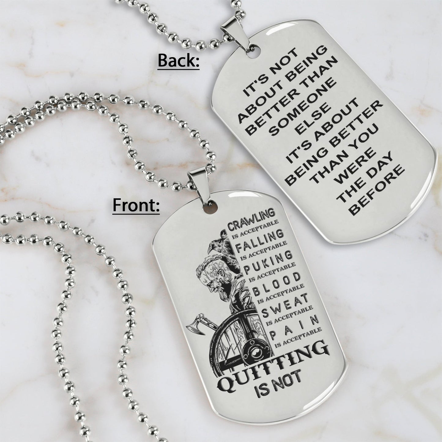qt1 dog tag two side - quitting is not- dragon ball - goku vegeta- soldier - naruto - engraved dog necklace all style