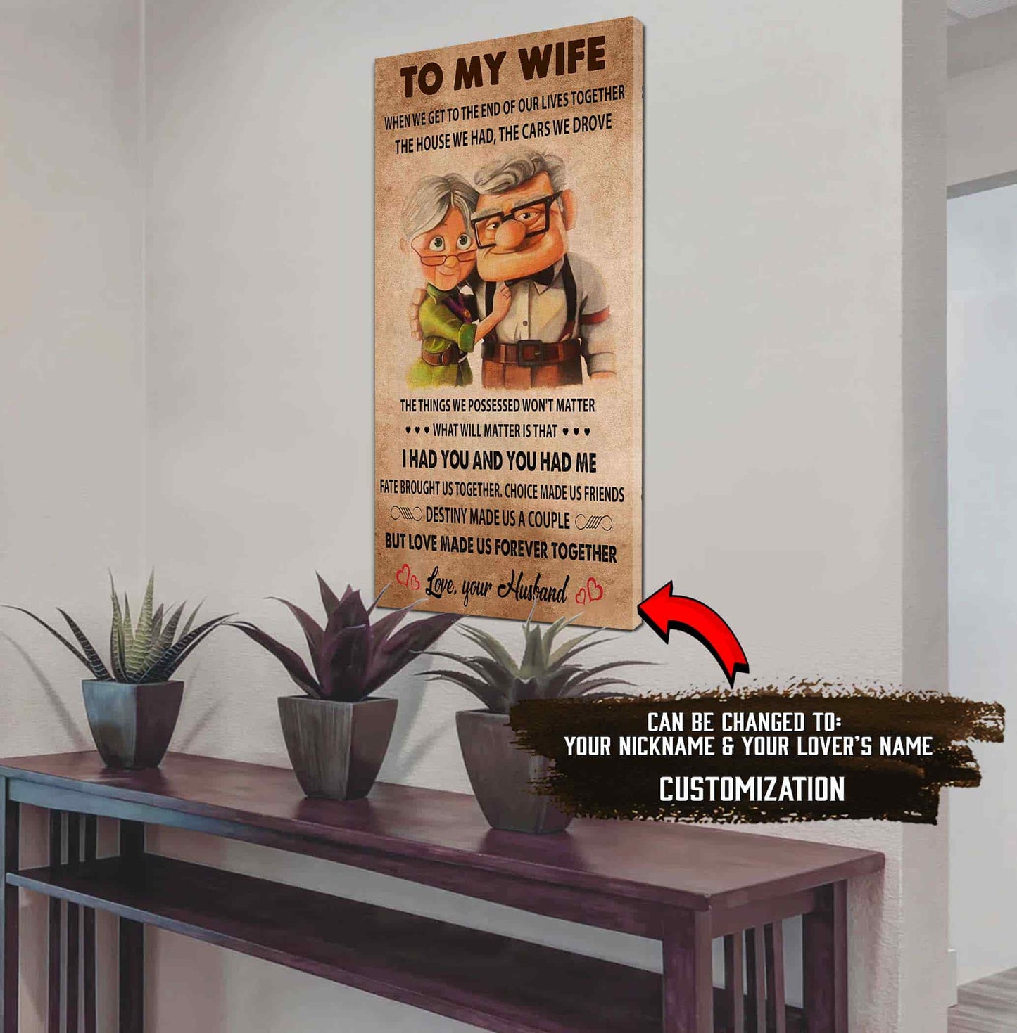 (x4) to my wife-i had you and you had me-carl & ellie-up - canvas poster