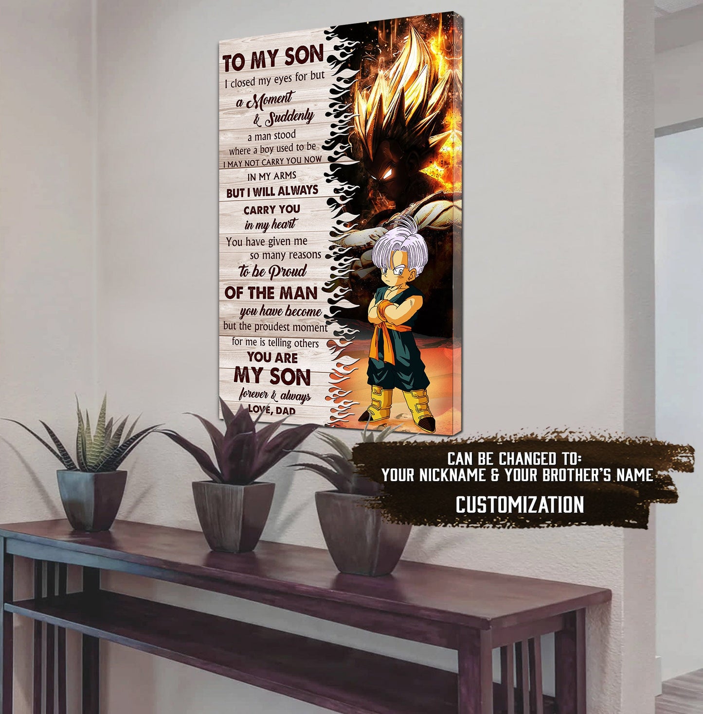 h1112 dr002 - to my son - goku -vegeta- english - horizontal poster - horizontal canvas - dragon ball canvas
