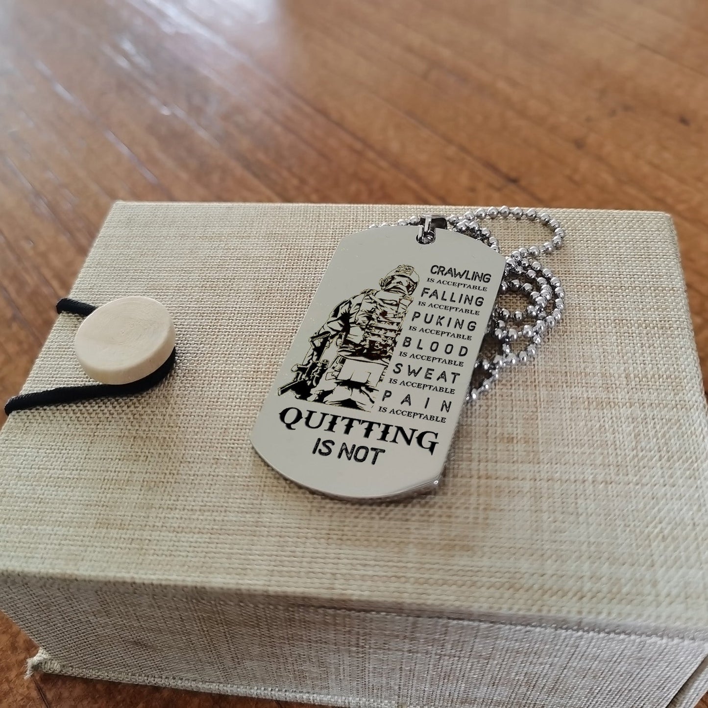 qt1 dog tag two side - quitting is not- dragon ball - goku vegeta- soldier - naruto - engraved dog necklace all style