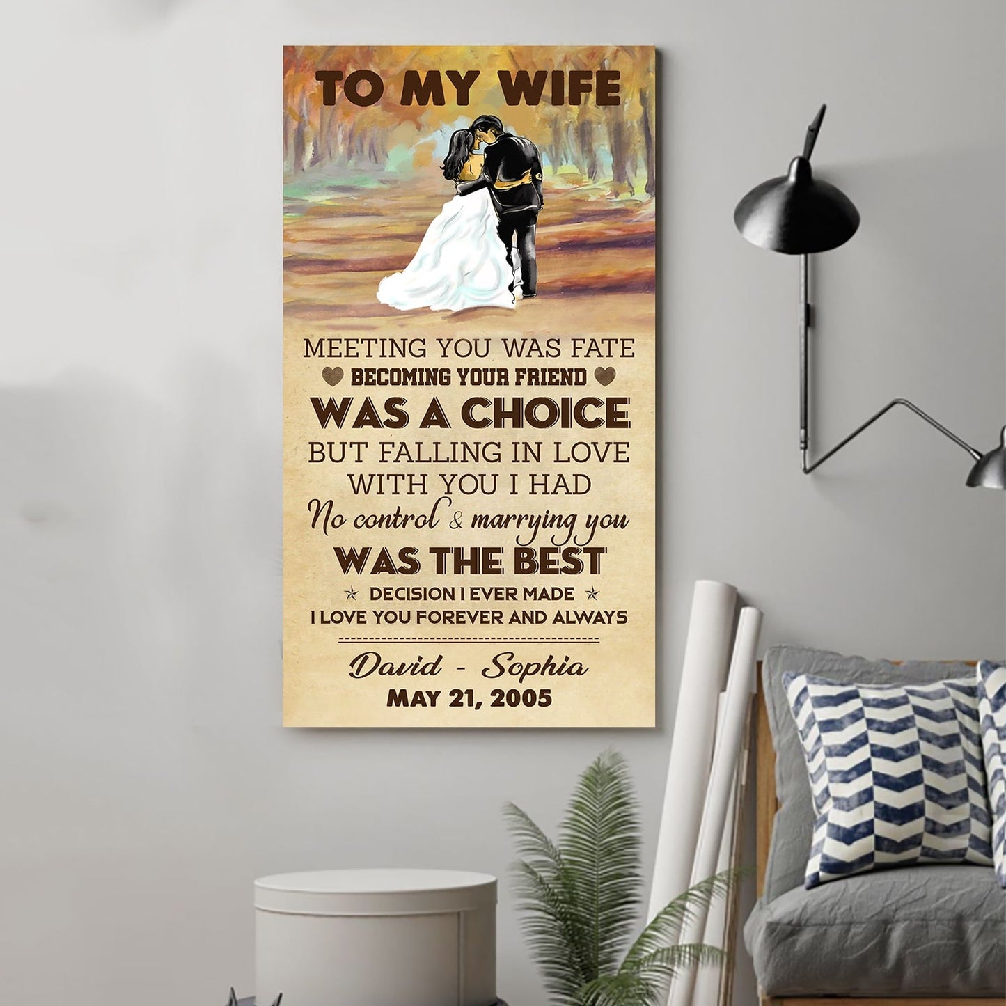 (x9a) to my wife-meeting you was fate-carl & ellie-up - family- canvas poster