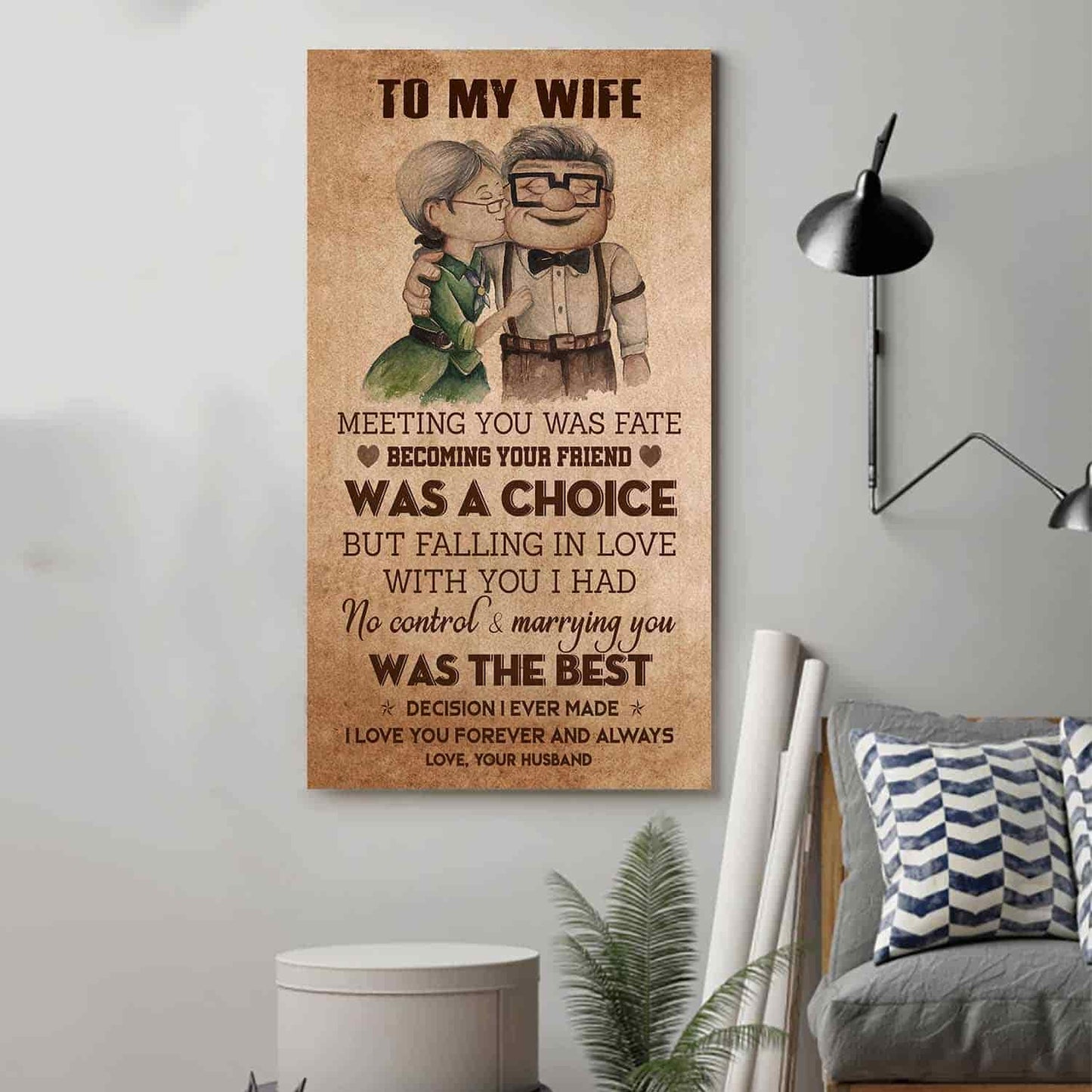 (x9a) to my wife-meeting you was fate-carl & ellie-up - family- canvas poster