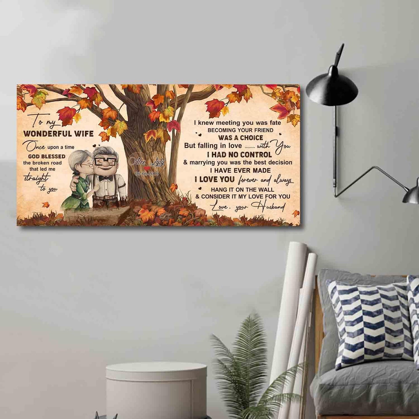 (x17) to my wife- meeting you was fate-carl & ellie-up - canvas poster