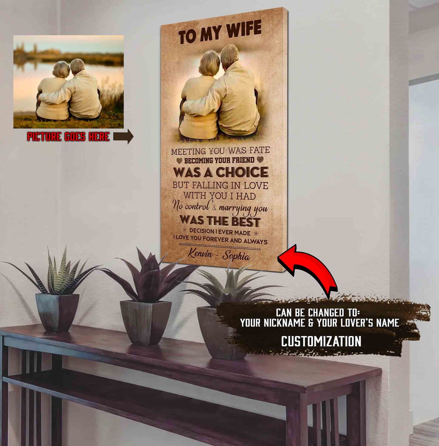 (x9a) to my wife-meeting you was fate-carl & ellie-up - family- canvas poster
