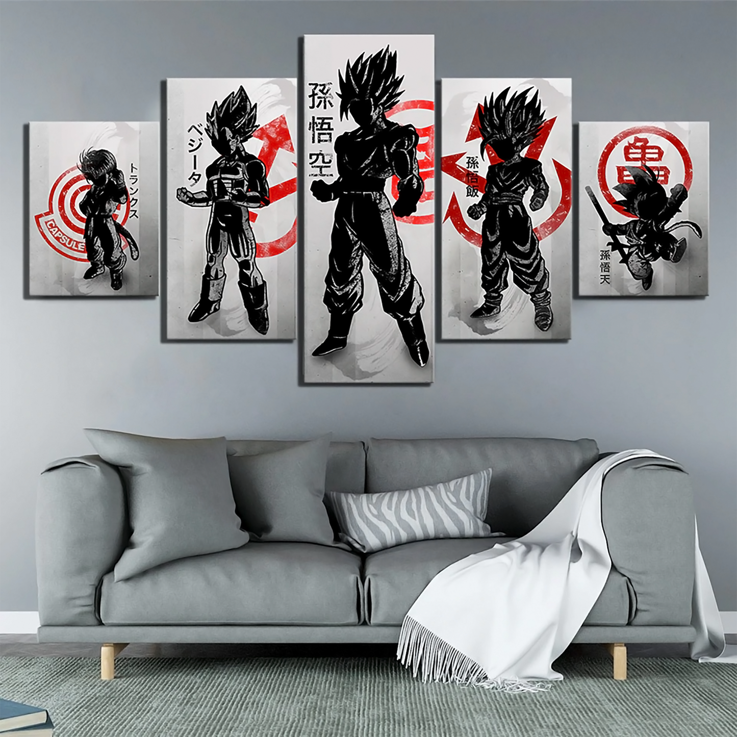 dragon ball - 5 pieces wall art - trunk - vegeta - goku - gohan - goten - printed wall pictures home decor - dragon ball poster - dragon ball canvas