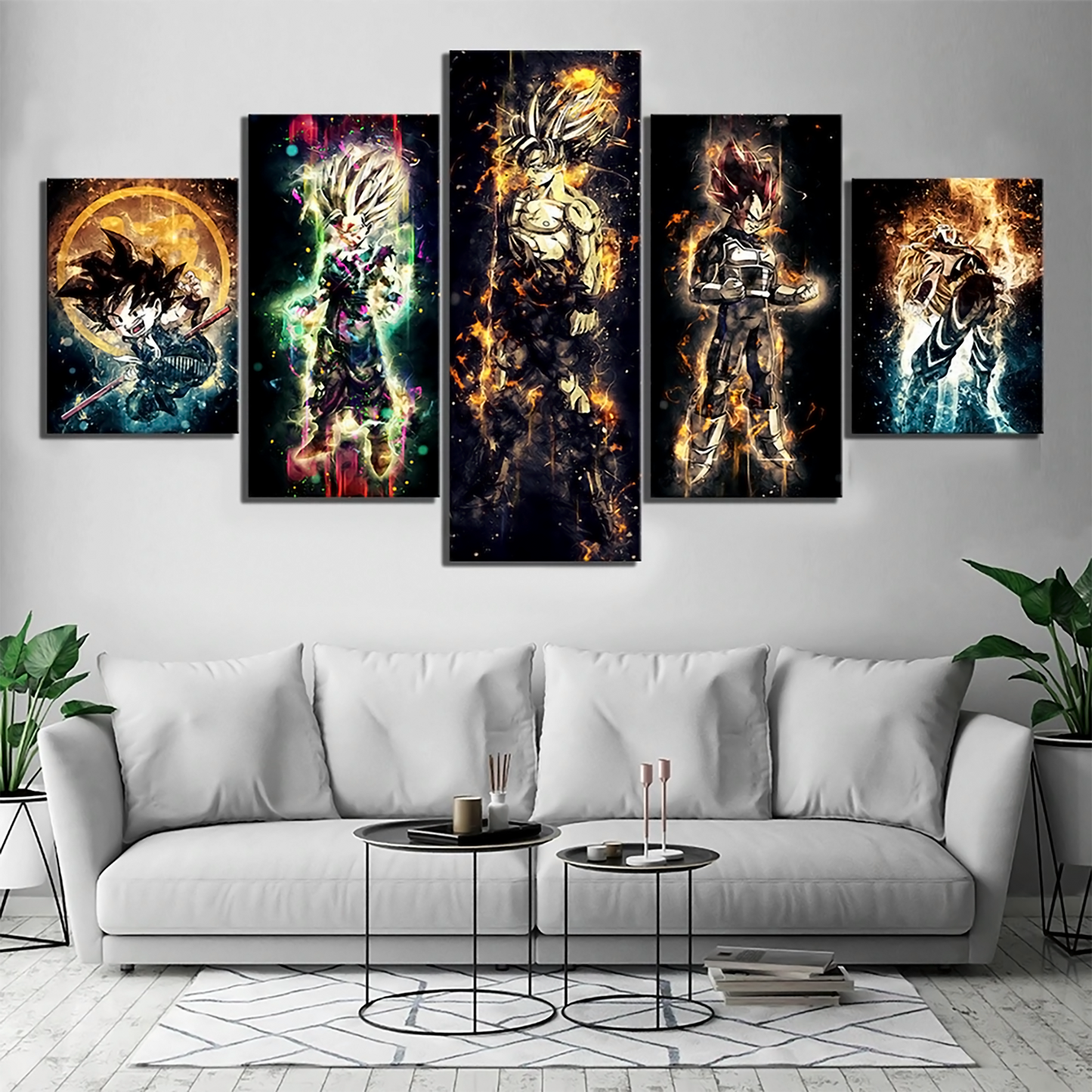 dragon ball - 5 pieces wall art - kid goku - goku - vegeta - gohan - printed wall pictures home decor - dragon ball poster - dragon ball canvas