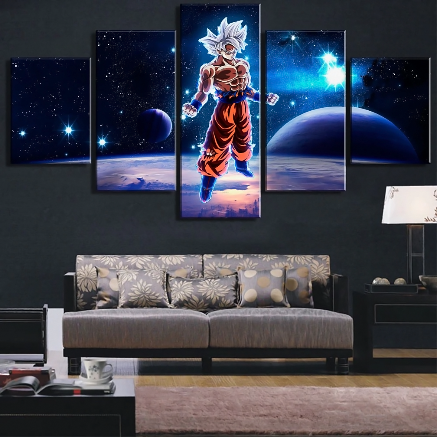 dragon ball - 5 pieces wall art - goku ultra imstimct perfect - printed wall pictures home decor - dragon ball poster - dragon ball canvas