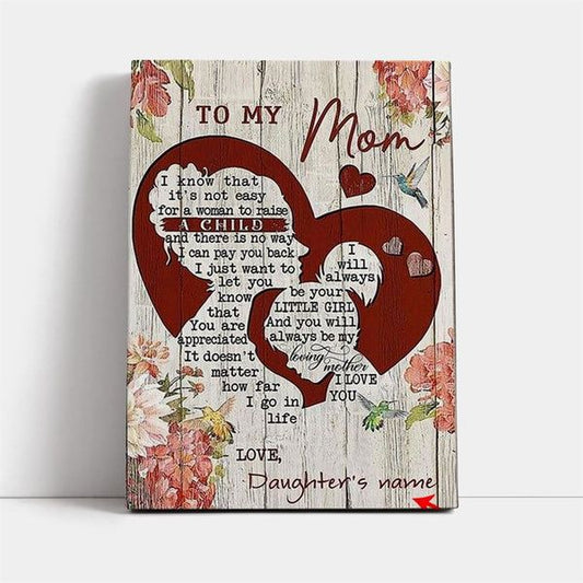 (M28) TO MY MOM-I KNOW IT IS NOT EASY FOR A WOMAN TO RAISE A CHILD -  CANVAS POSTER