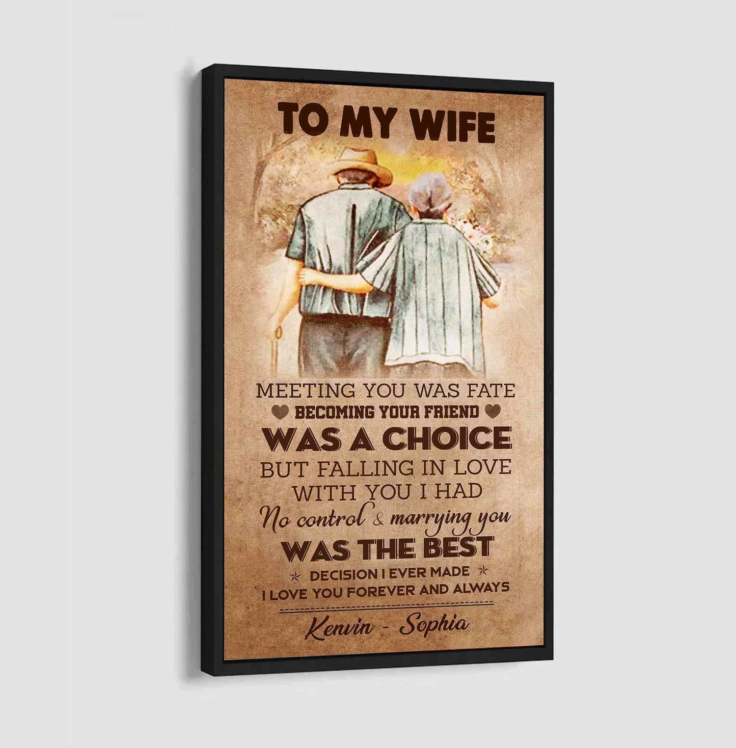 (x9a) to my wife-meeting you was fate-carl & ellie-up - family- canvas poster