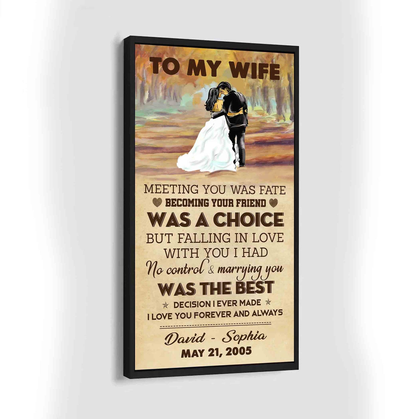 (x9a) to my wife-meeting you was fate-carl & ellie-up - family- canvas poster