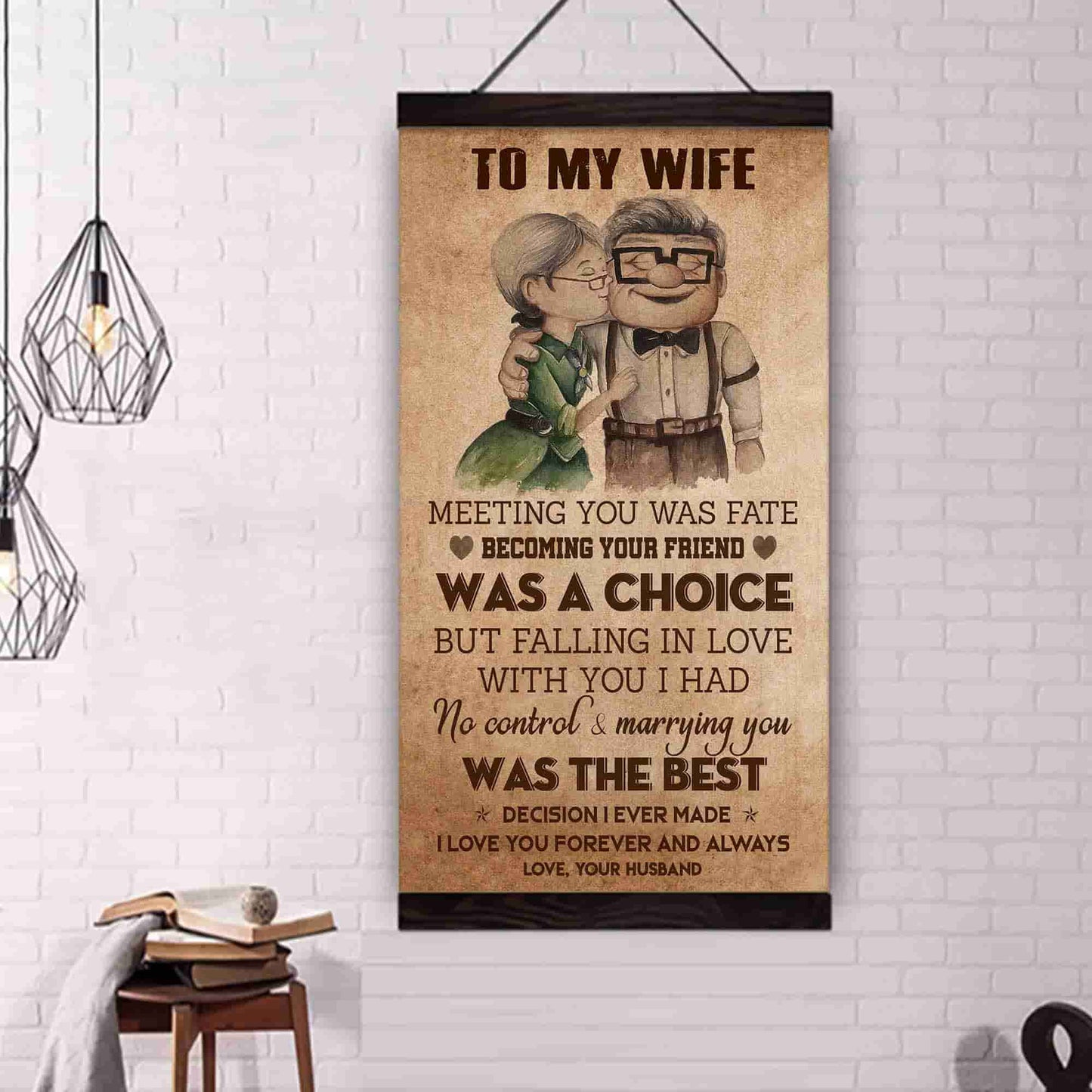 (x9a) to my wife-meeting you was fate-carl & ellie-up - family- canvas poster