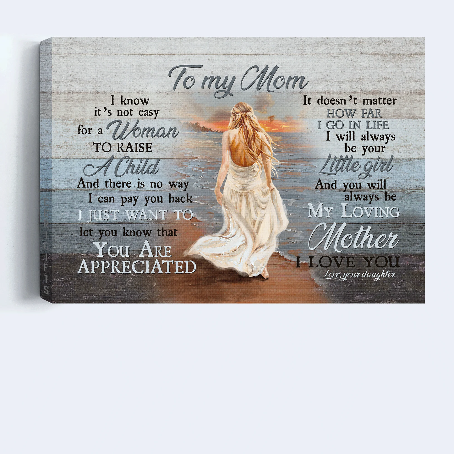 (m34) to my mom- i know it is not easy for a woman to raise a child-mom son daughter-canvas- poster