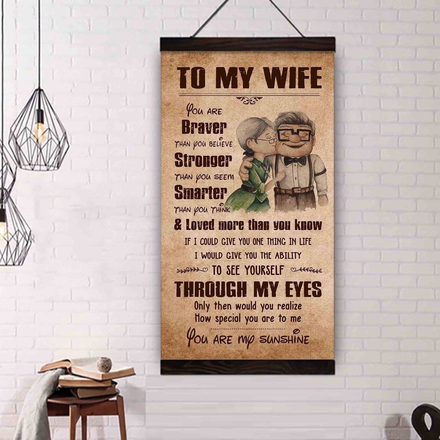 (x14)carl & ellie-up - to my wife- you are braver than you believe - canvas - poster