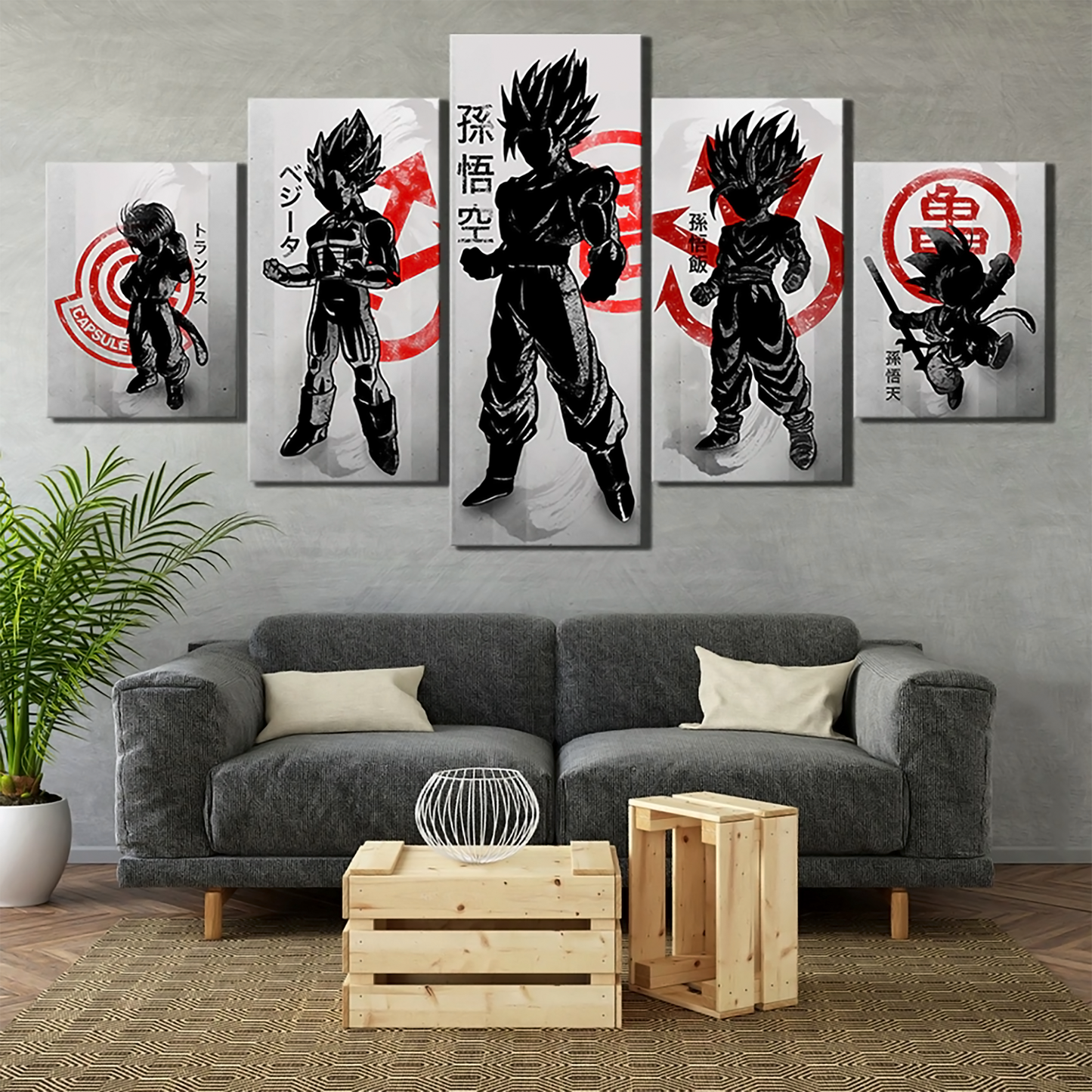 dragon ball - 5 pieces wall art - trunk - vegeta - goku - gohan - goten - printed wall pictures home decor - dragon ball poster - dragon ball canvas