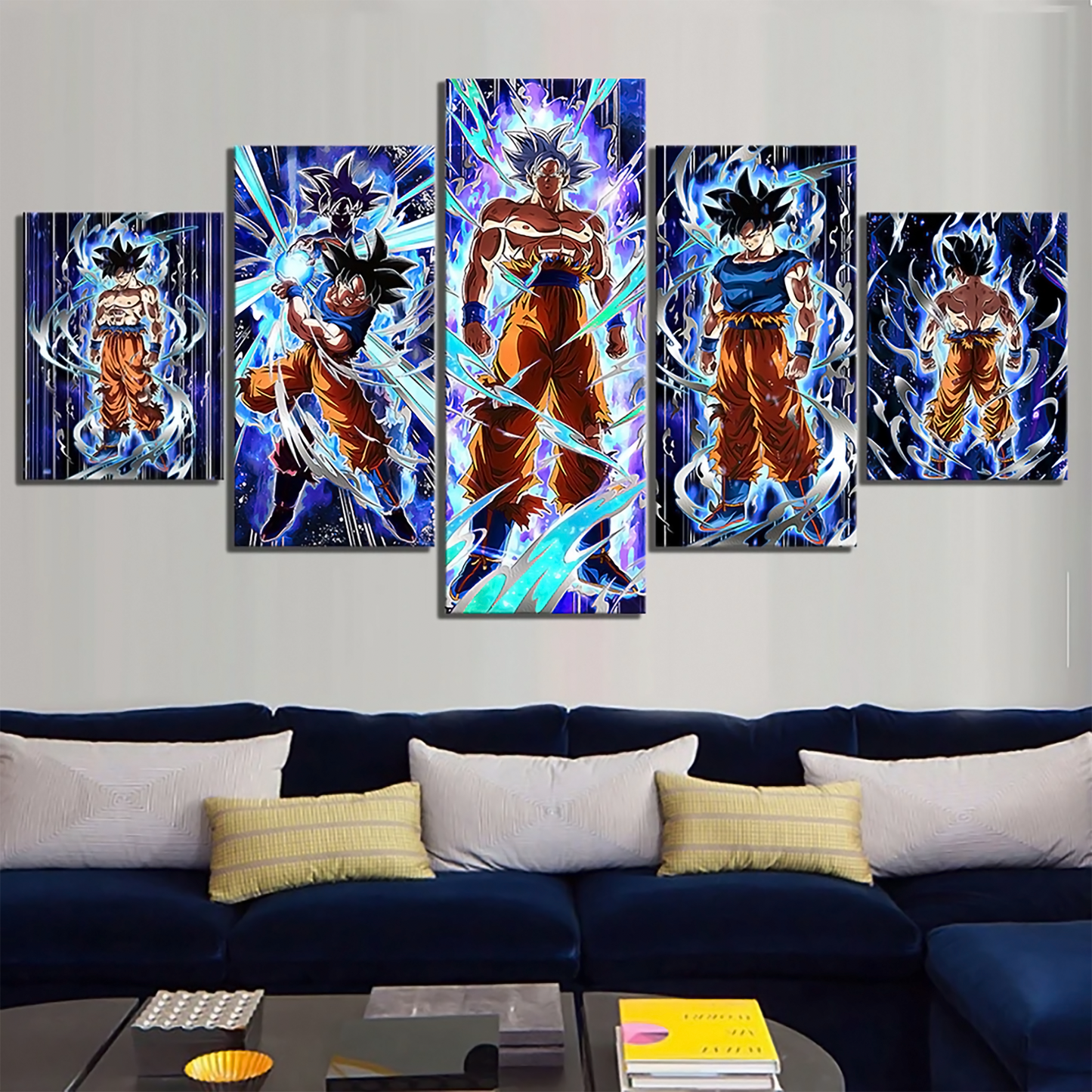 dragon ball - 5 pieces wall art - mastered ultra instinct goku - dragon ball super - printed wall pictures home decor - dragon ball poster - dragon ball canvas