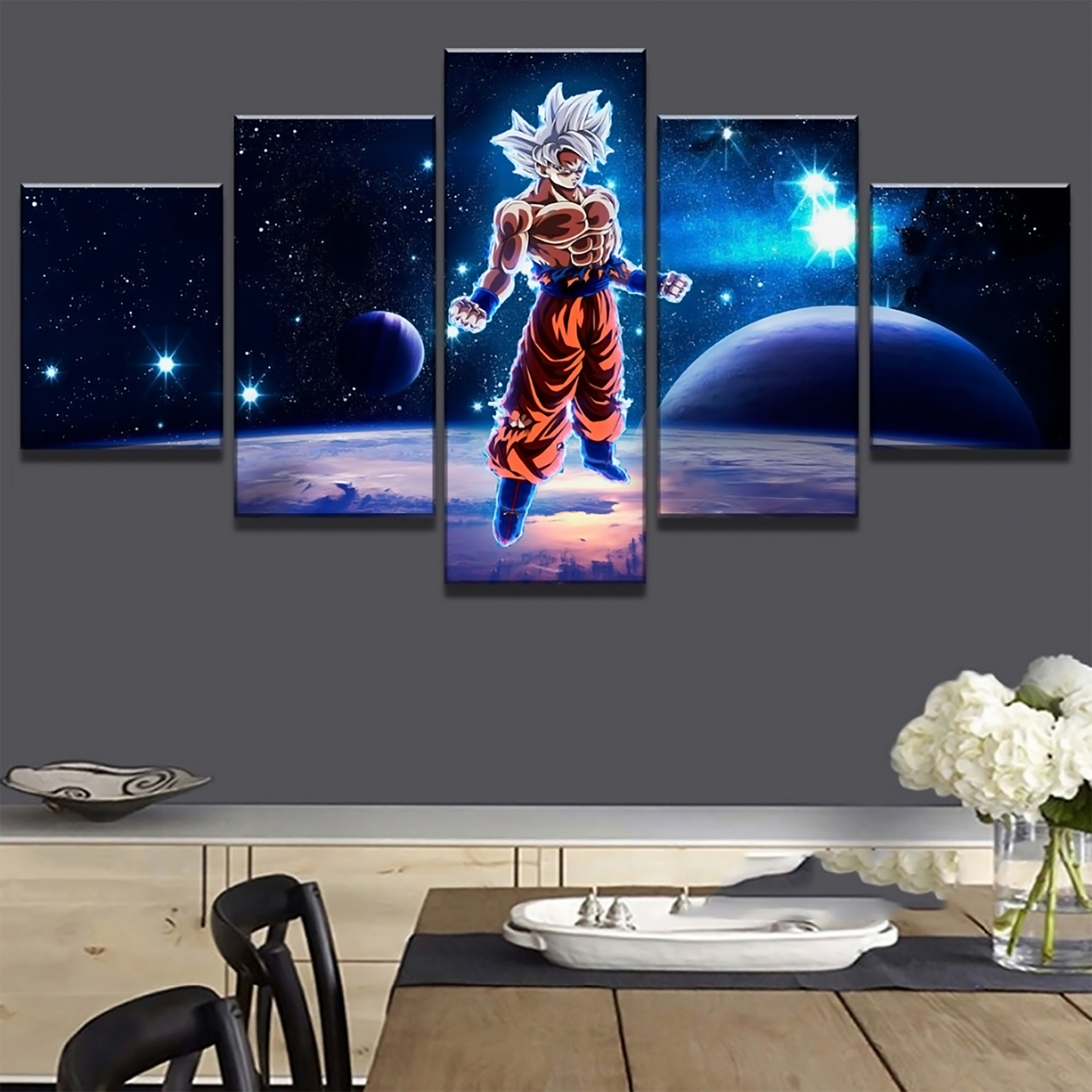 dragon ball - 5 pieces wall art - goku ultra imstimct perfect - printed wall pictures home decor - dragon ball poster - dragon ball canvas
