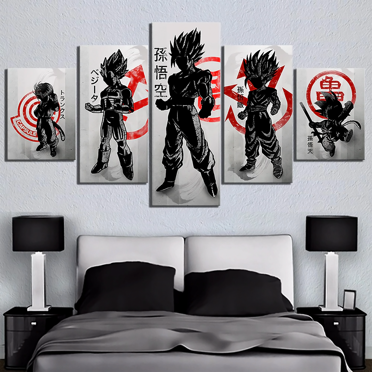 dragon ball - 5 pieces wall art - trunk - vegeta - goku - gohan - goten - printed wall pictures home decor - dragon ball poster - dragon ball canvas