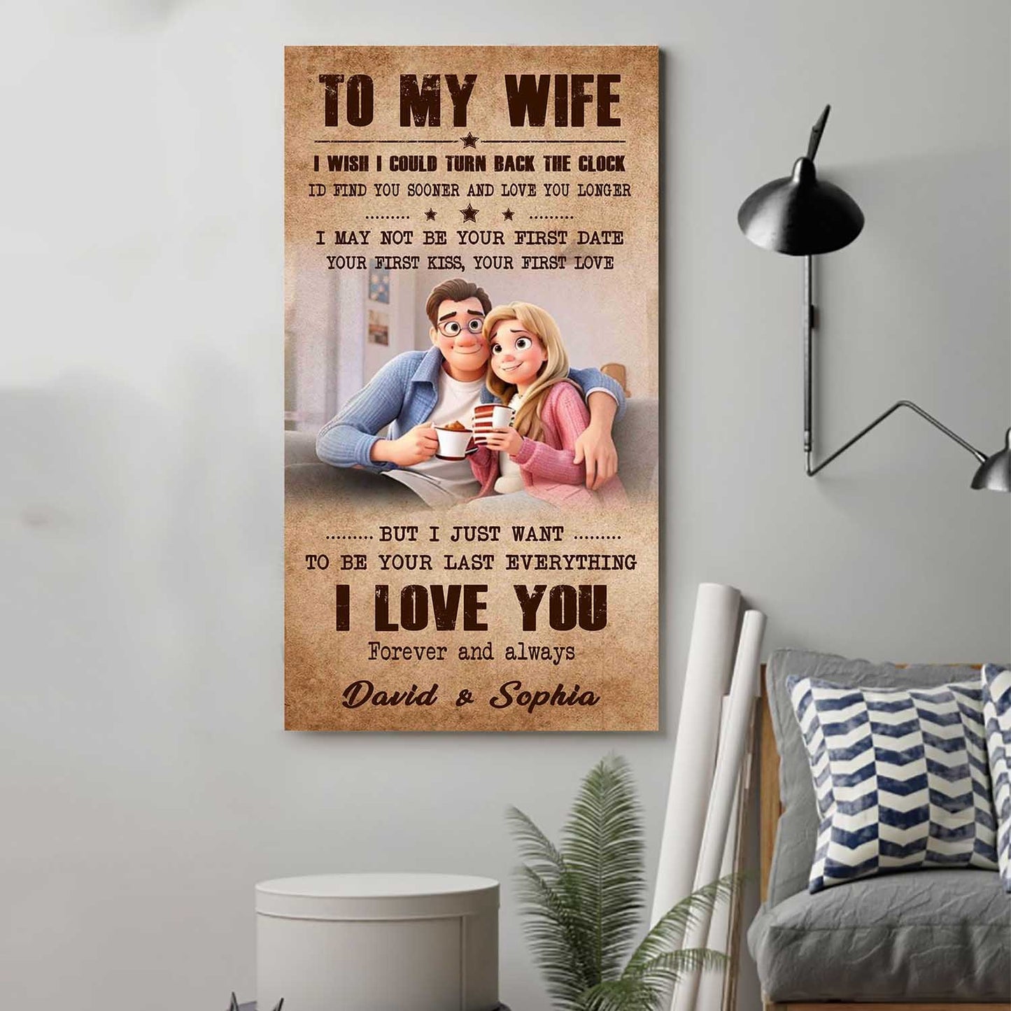 (x20) to my wife-i wish could turn on the clock-carl & ellie-up - canvas poster