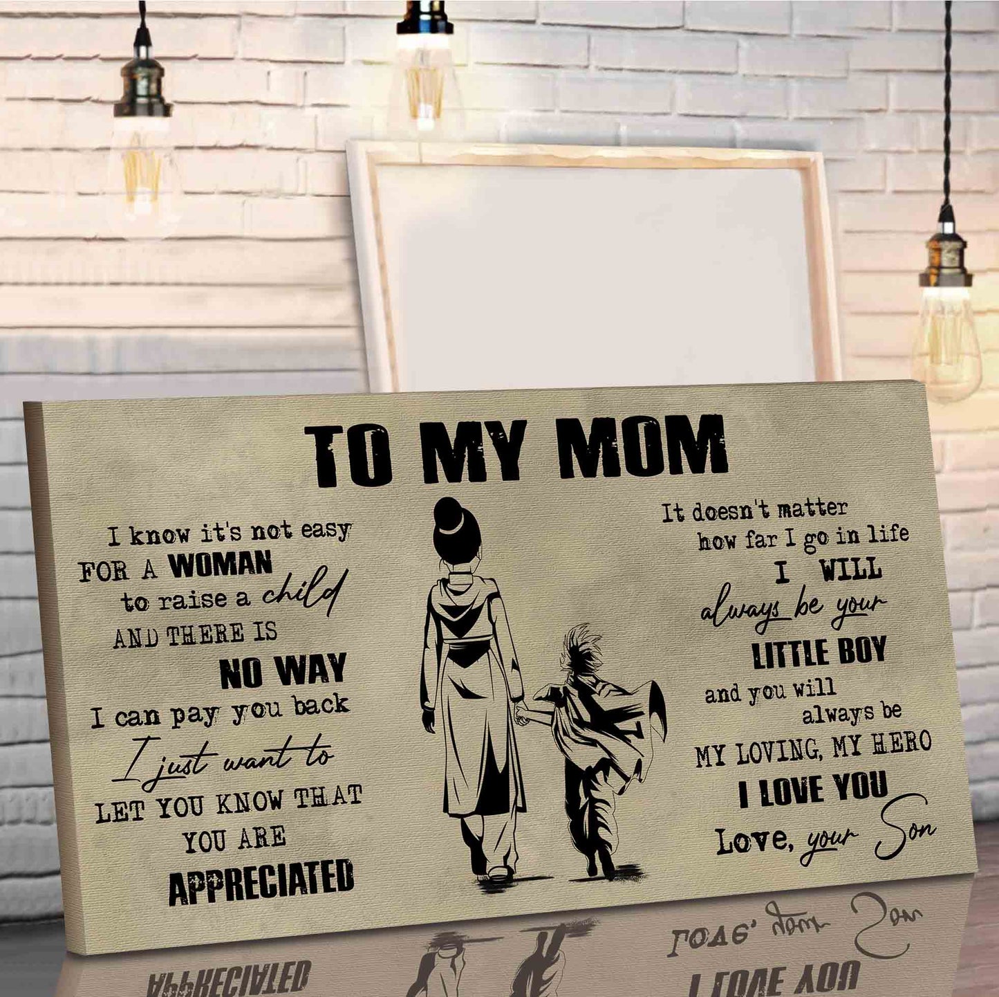 (m1) to my mom- son - dragon ball -family -dad son- goku - canvas poster