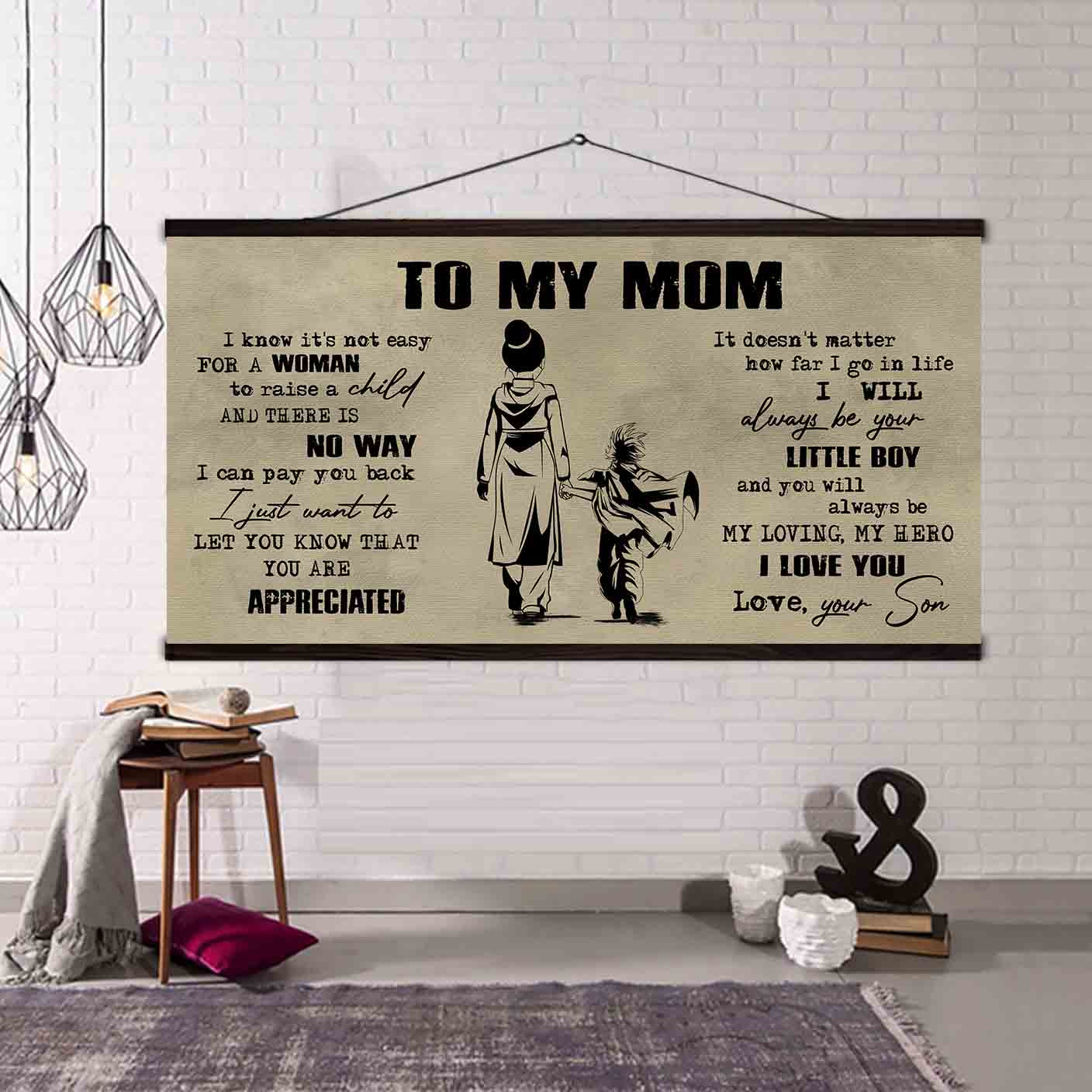 (m1) to my mom- son - dragon ball -family -dad son- goku - canvas poster