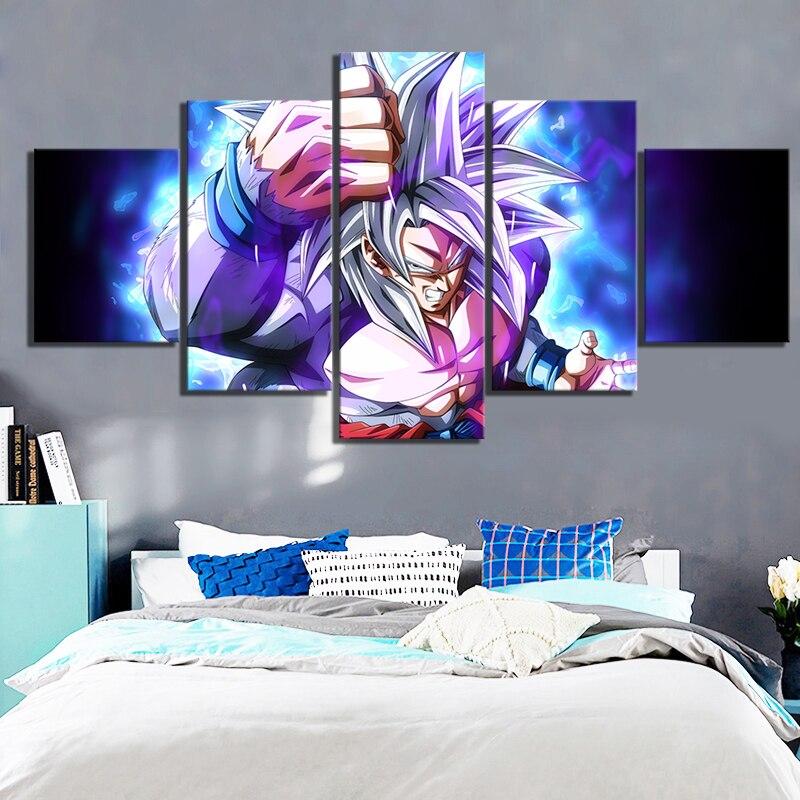 dragon ball - 5 pieces wall art - goku - super saiyan 4 - printed wall pictures home decor - dragon ball poster - dragon ball canvas