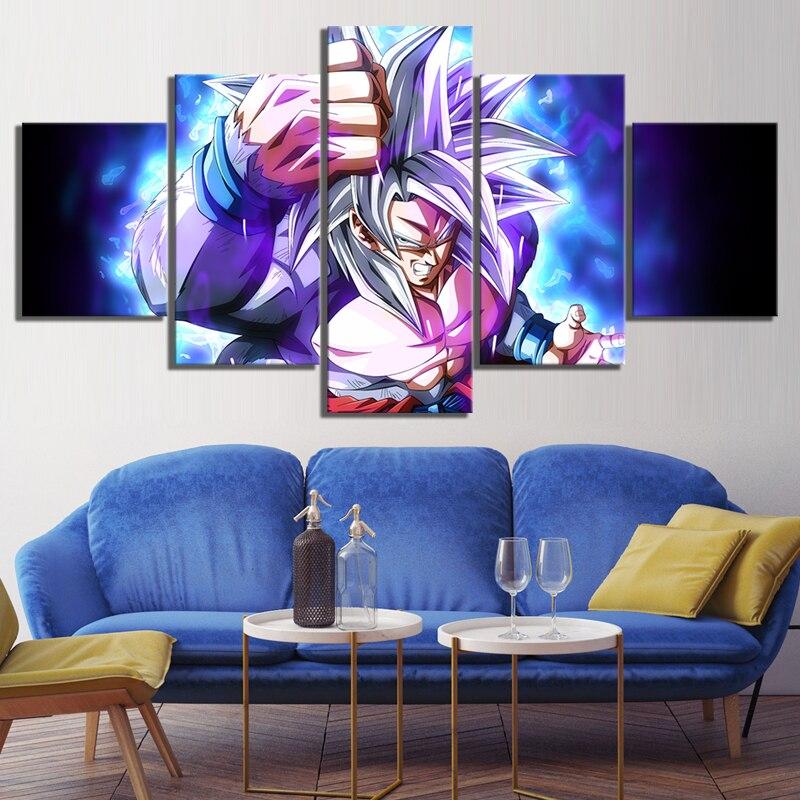 dragon ball - 5 pieces wall art - goku - super saiyan 4 - printed wall pictures home decor - dragon ball poster - dragon ball canvas