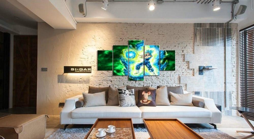 dragon ball - 5 pieces wall art - super saiyan blue - printed wall pictures home decor - dragon ball poster - dragon ball canvas