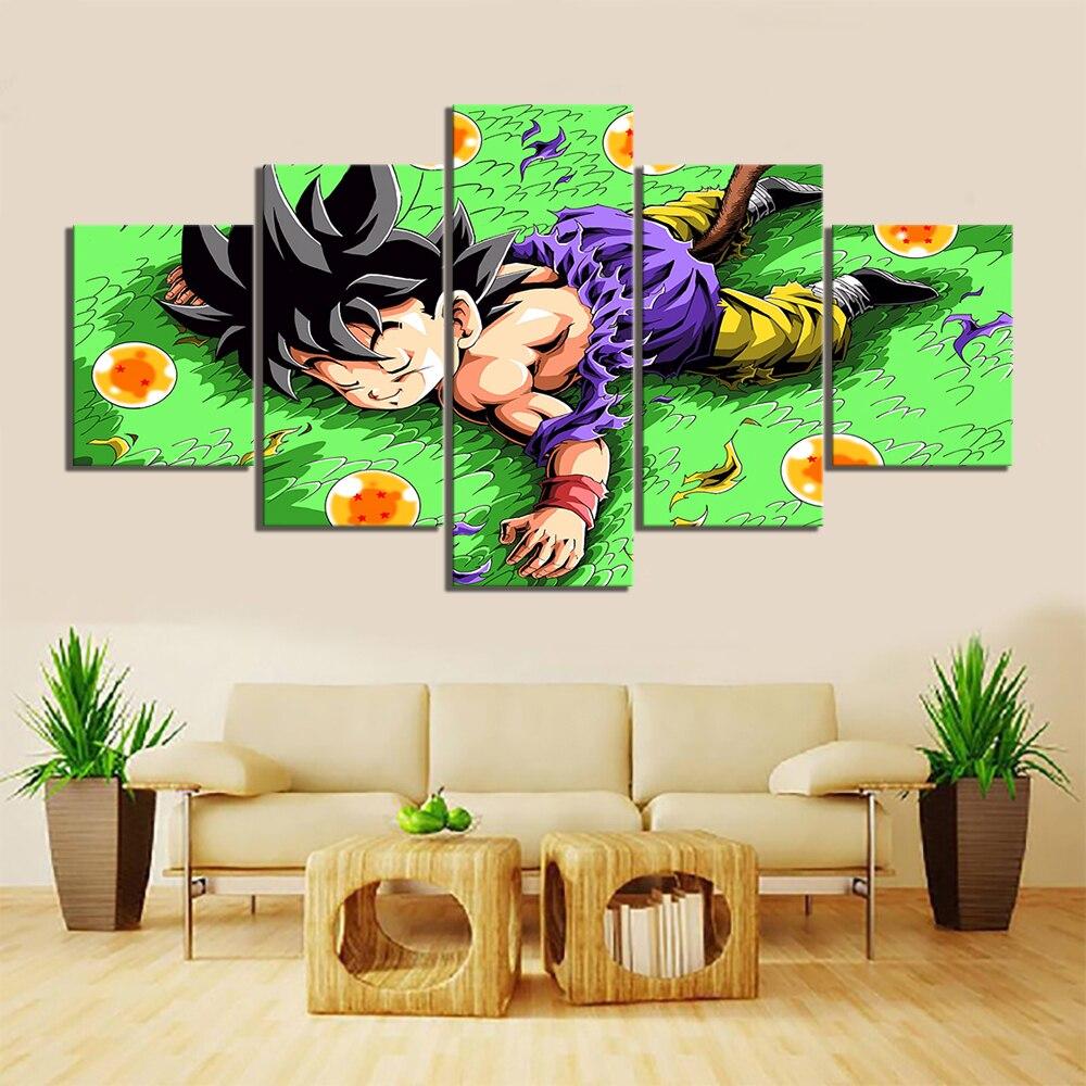 dragon ball - 5 pieces wall art - kid goku - printed wall pictures home decor - dragon ball poster - dragon ball canvas