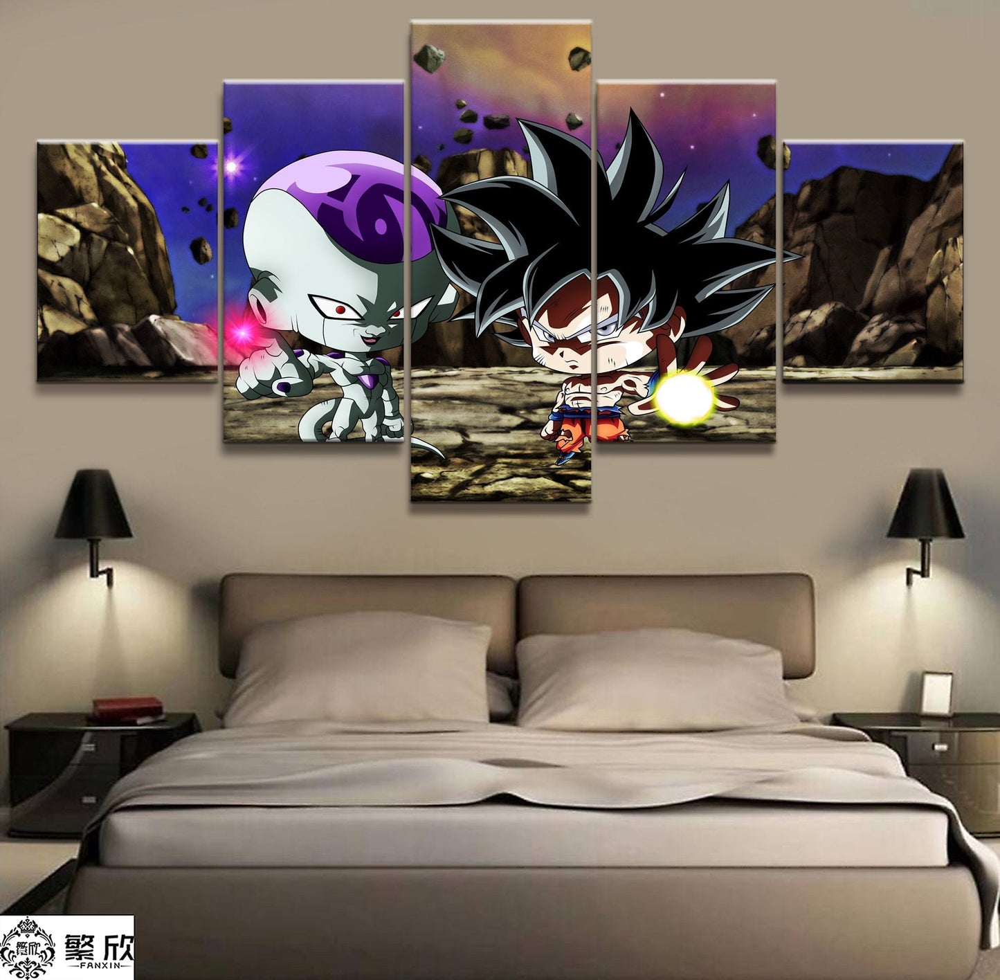dragon ball - 5 pieces wall art - goku - frieza - printed wall pictures home decor - dragon ball poster - dragon ball canvas