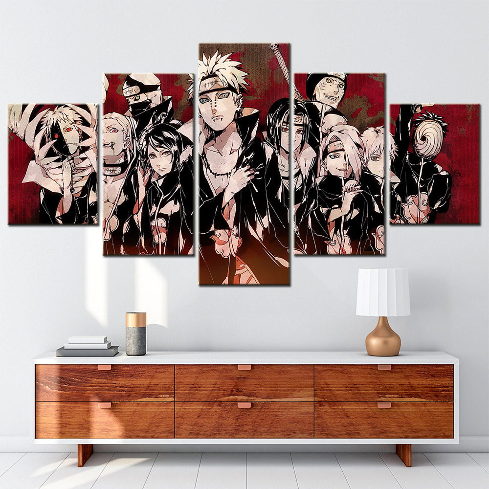 naruto - 5 pieces wall art - uzumaki naruto - uchiha sasuke - namikaze minato - hatake kakashi - uchiha itachi 2 - printed wall pictures home decor - naruto poster - naruto canvas