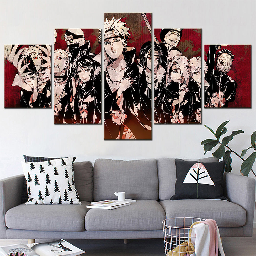 naruto - 5 pieces wall art - uzumaki naruto - uchiha sasuke - namikaze minato - hatake kakashi - uchiha itachi 2 - printed wall pictures home decor - naruto poster - naruto canvas