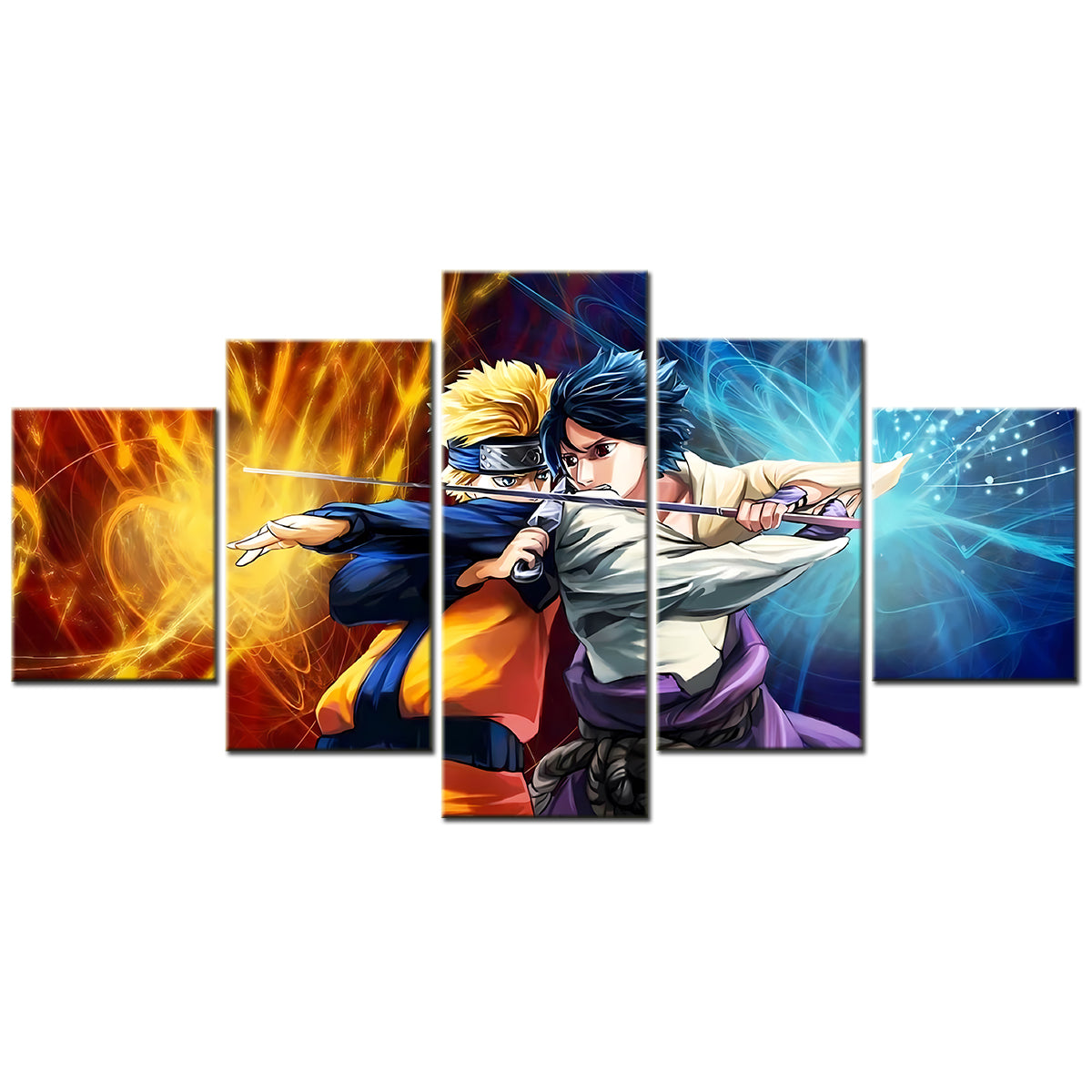 naruto - 5 pieces wall art - uzumaki naruto - uchiha sasuke 3 - printed wall pictures home decor - naruto poster - naruto canvas