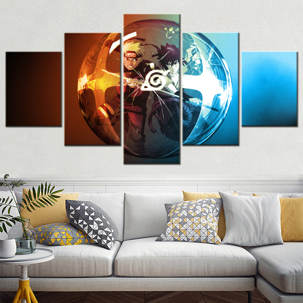 naruto - 5 pieces wall art - uzumaki naruto - uchiha sasuke 7 - printed wall pictures home decor - naruto poster - naruto canvas