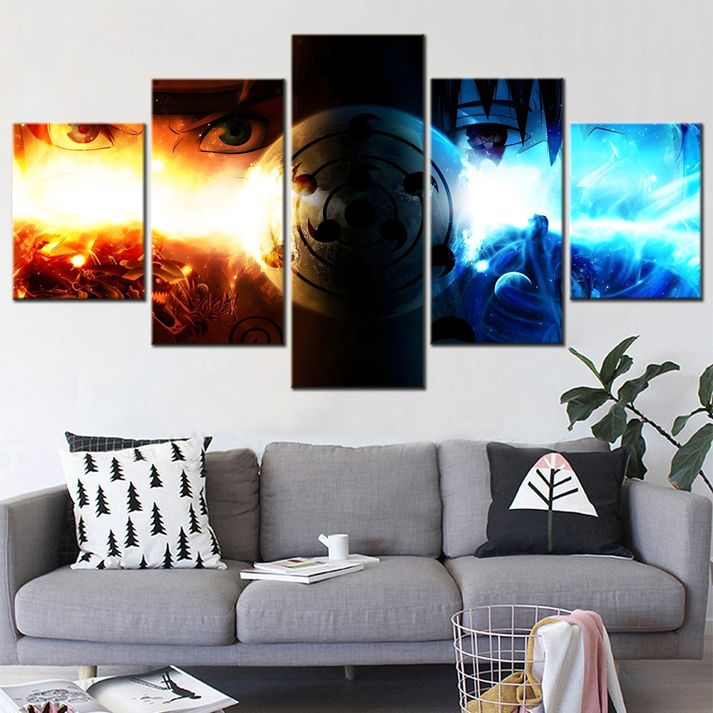 naruto - 5 pieces wall art - uzumaki naruto - uchiha sasuke 2 - printed wall pictures home decor - naruto poster - naruto canvas