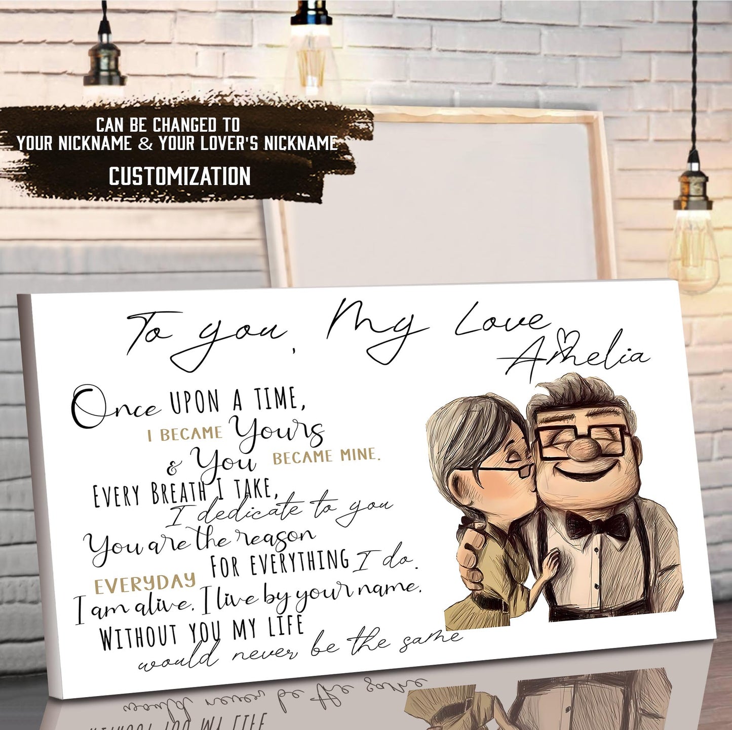 (cv47) to my wife-one upon a time -carl & ellie-up - canvas poster