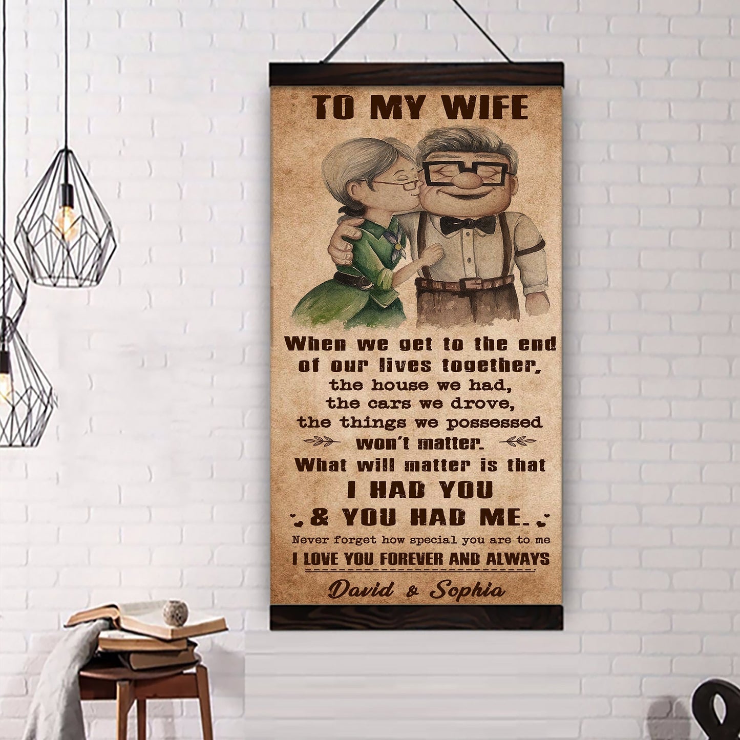 (x30) carl & ellie-up (2009 film) - to my wife-i had you and you had me- canvas - poster