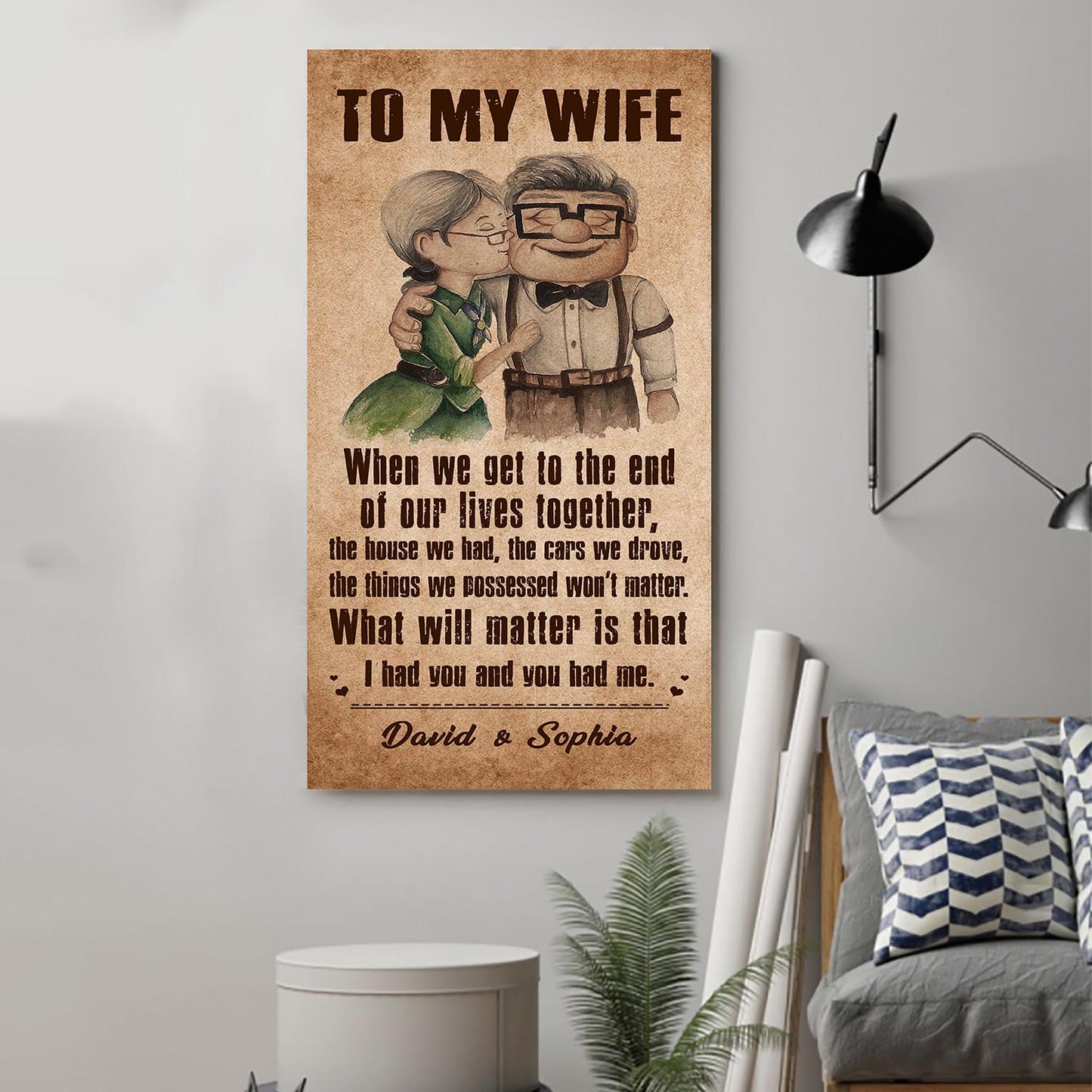 (q1) carl & ellie-up (2009 film) - to my wife-i had you and you had me- canvas - poster