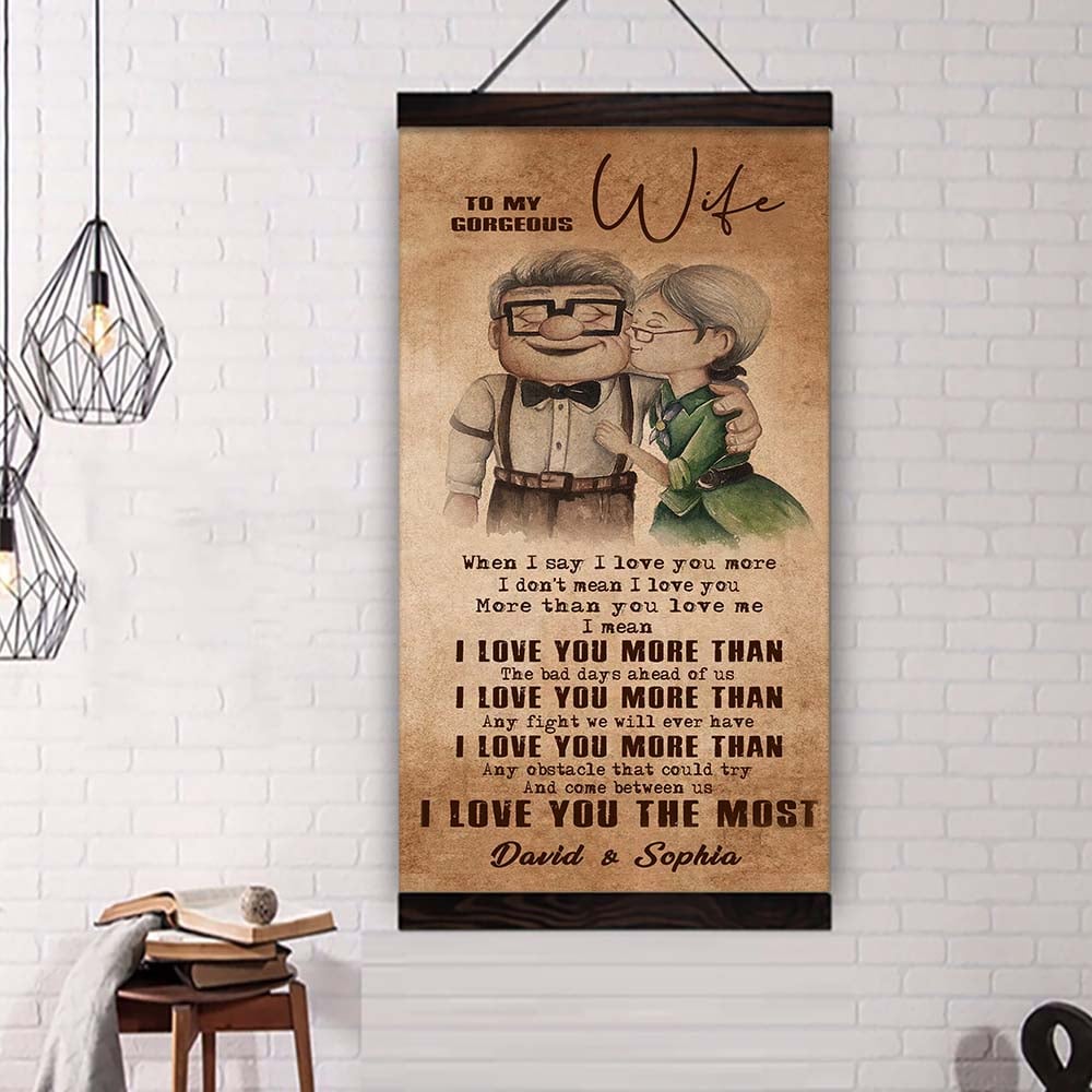 (x24) to my wife-i love you the most-carl & ellie-up - canvas poster