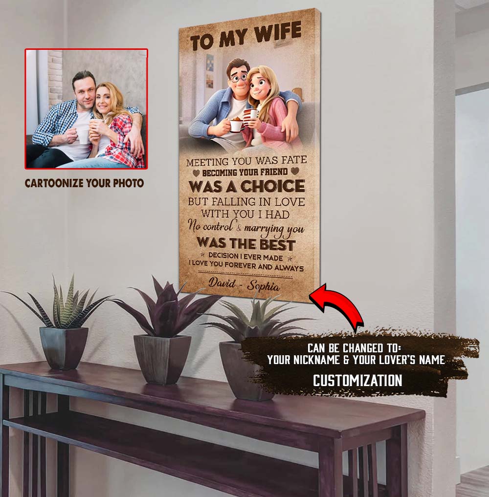 (x9a) to my wife-meeting you was fate-carl & ellie-up - family- canvas poster