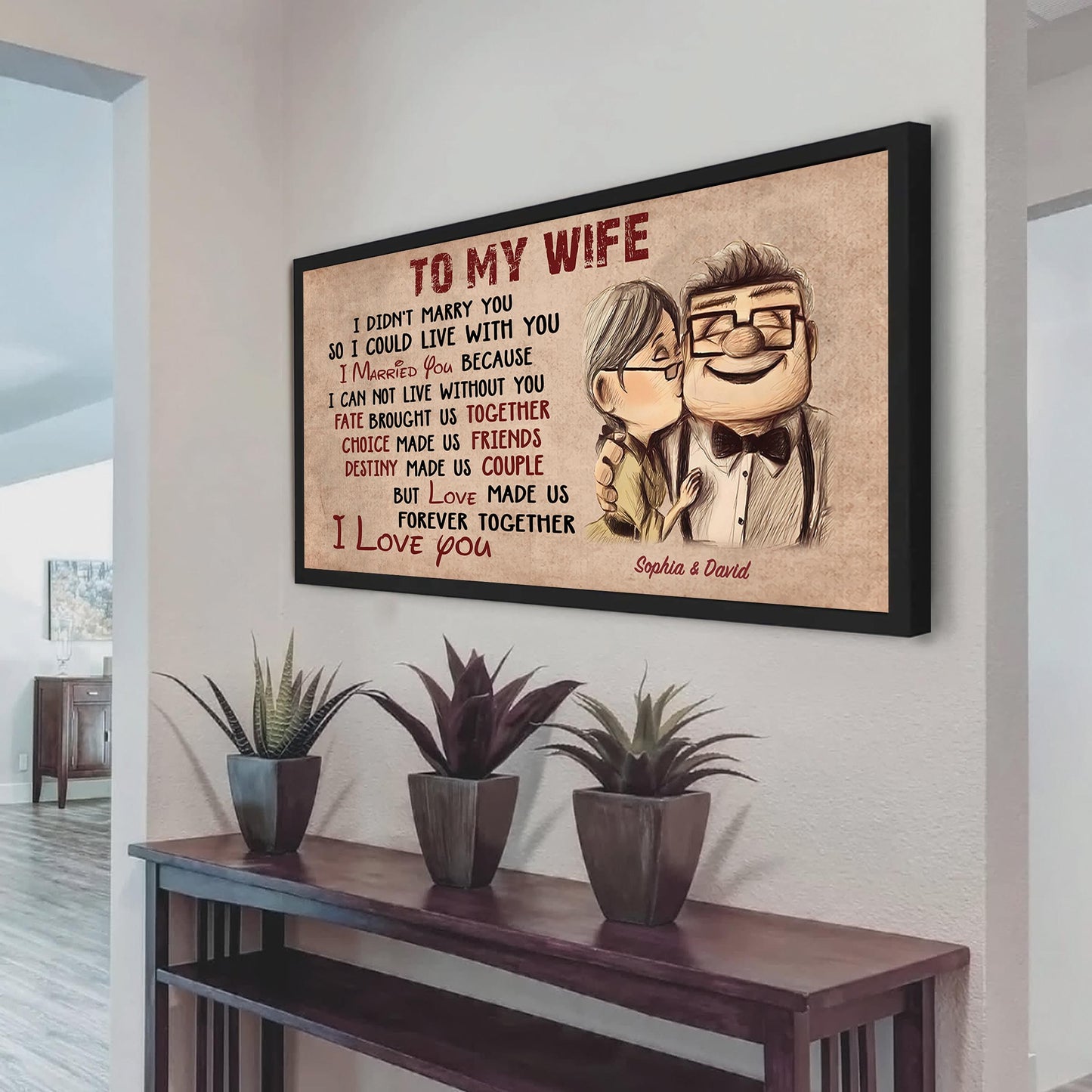 (cv46) to my wife-i didn't marry you so i could live with you-carl & ellie-up - canvas poster