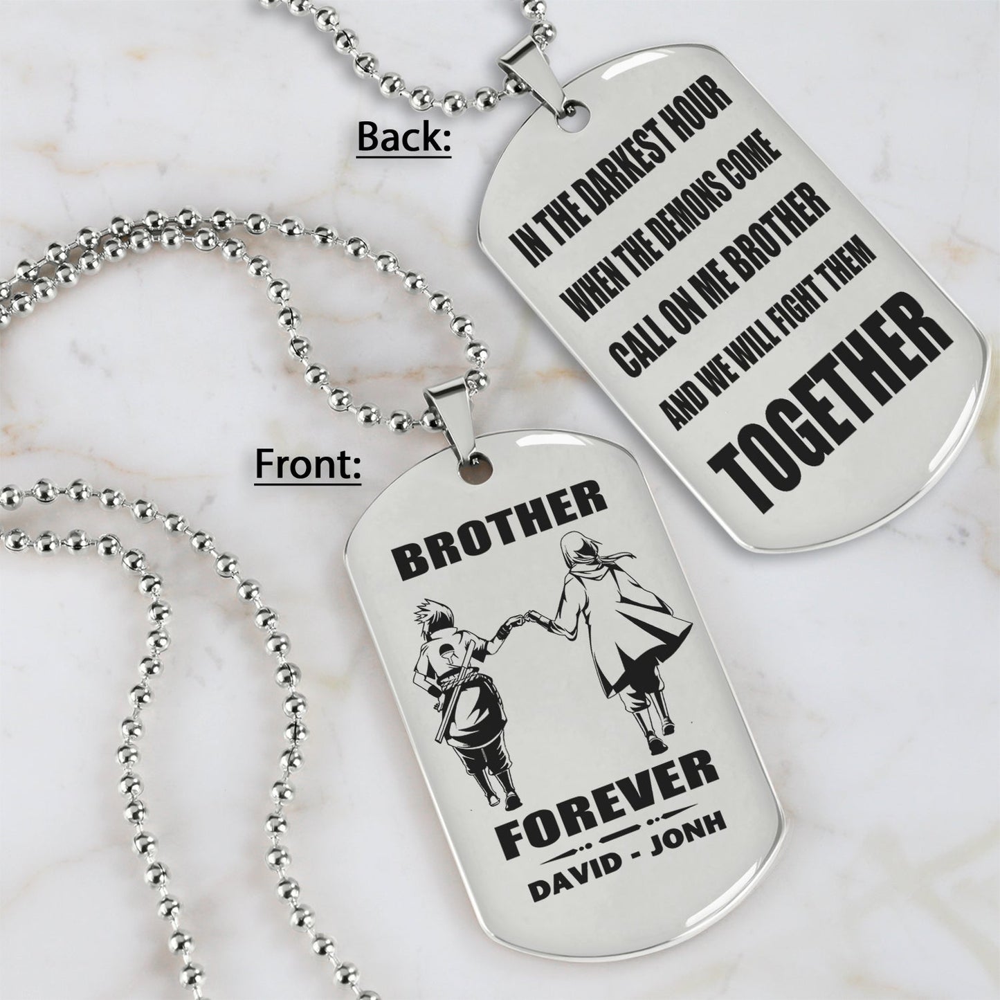 call on me brother - brother forever - dragon ball goku vegeta - soldier -engraved dog tag two side