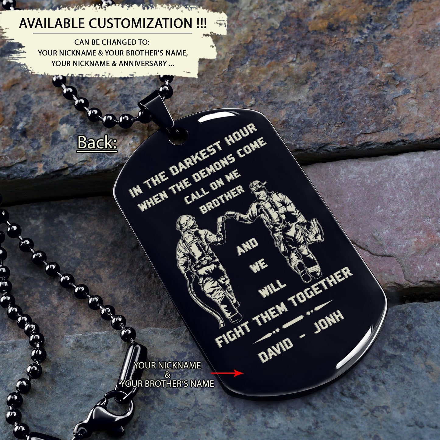 call on me brother- navy - dragon ball - goku vegeta- soldier - engraved dog tag all style