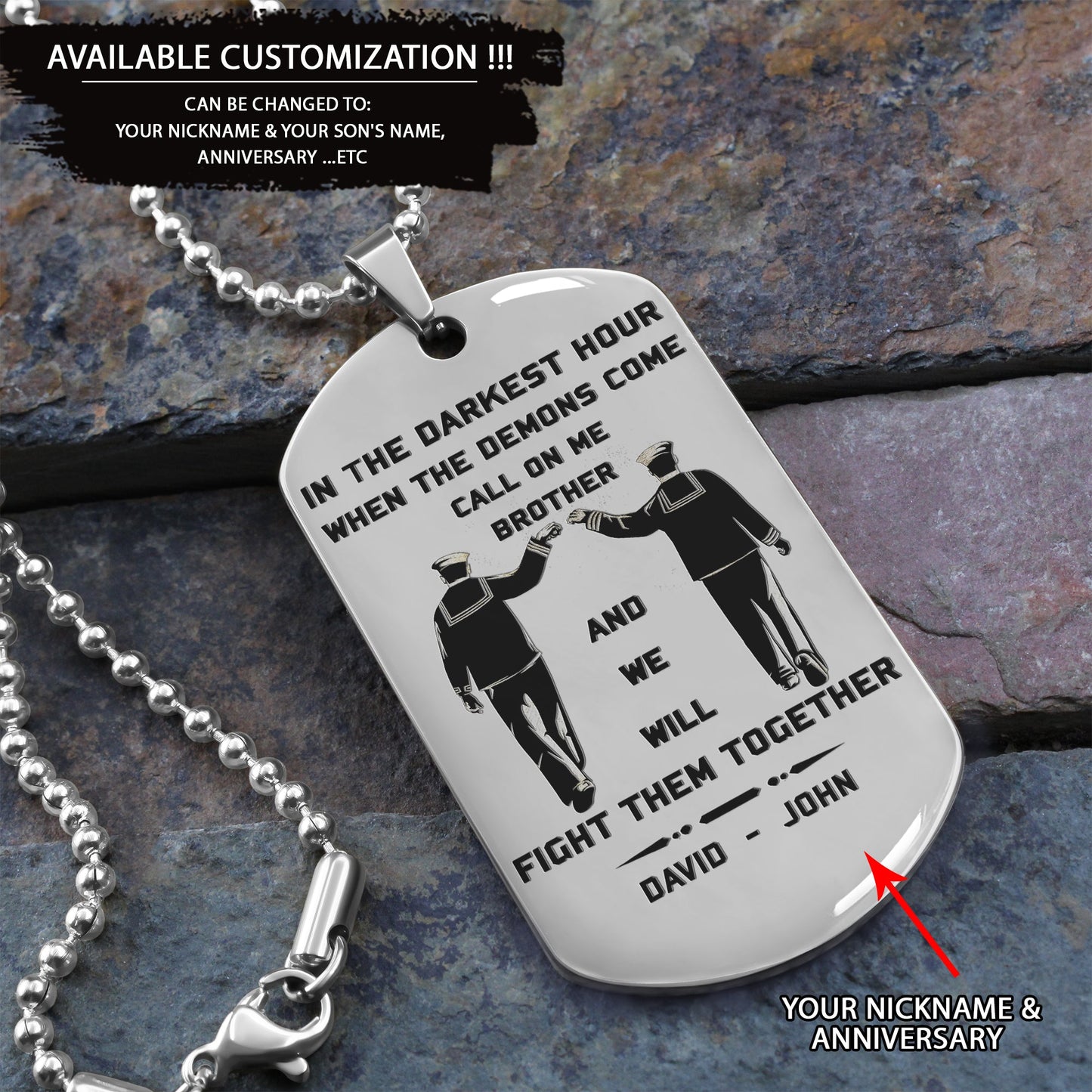 call on me brother- navy - dragon ball - goku vegeta- soldier - engraved dog tag all style