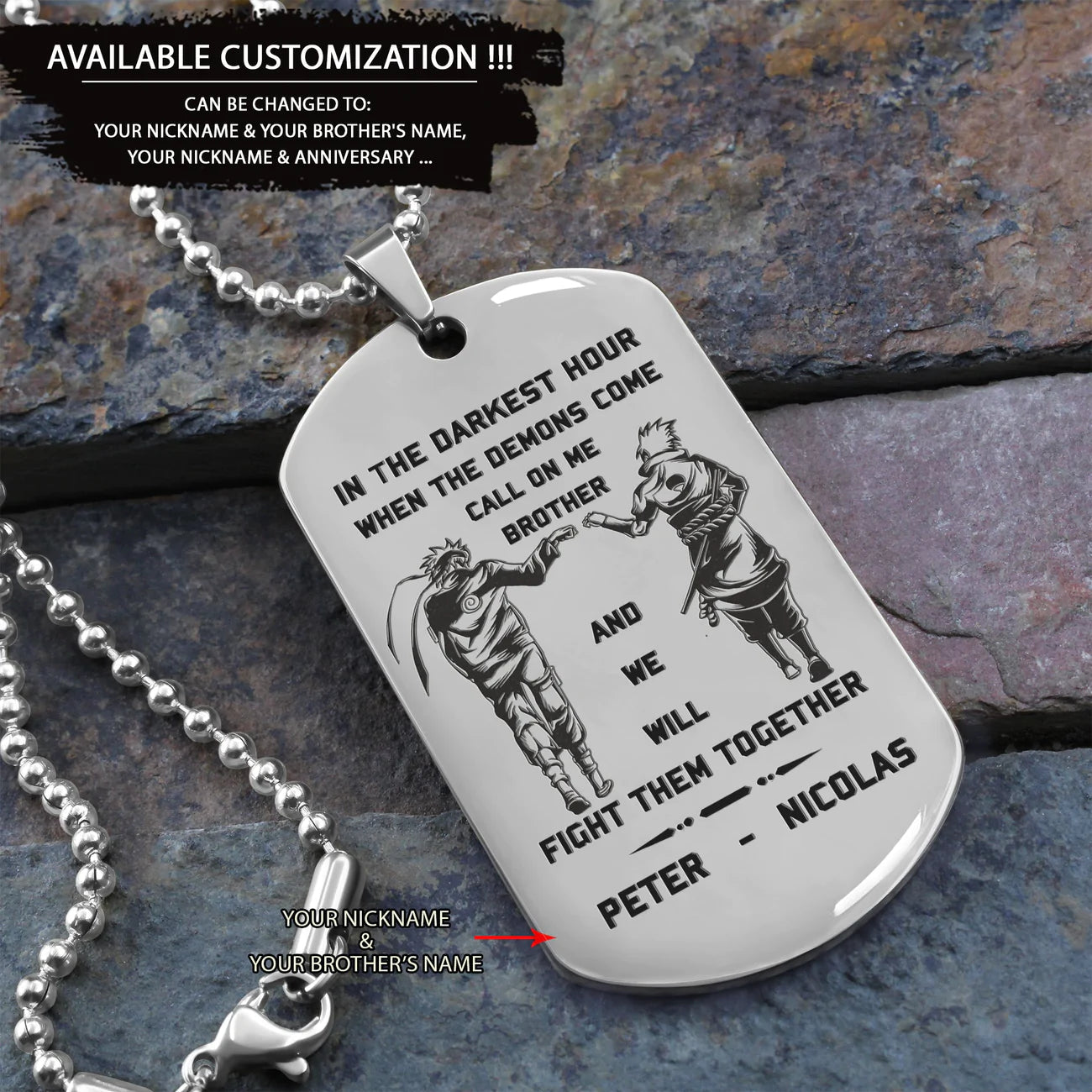 call on me brother- navy - dragon ball - goku vegeta- soldier - engraved dog tag all style